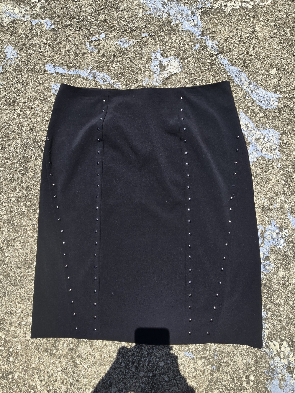NYCC Y2k Black Studded Pencil Skirt Size 12 Office Siren Corporate Goth